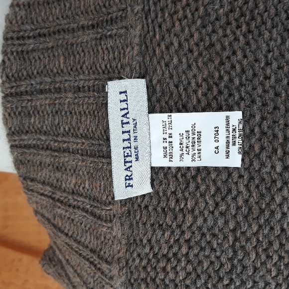 Wool Knit Taupe Brown Long Cape - Picture 7 of 8